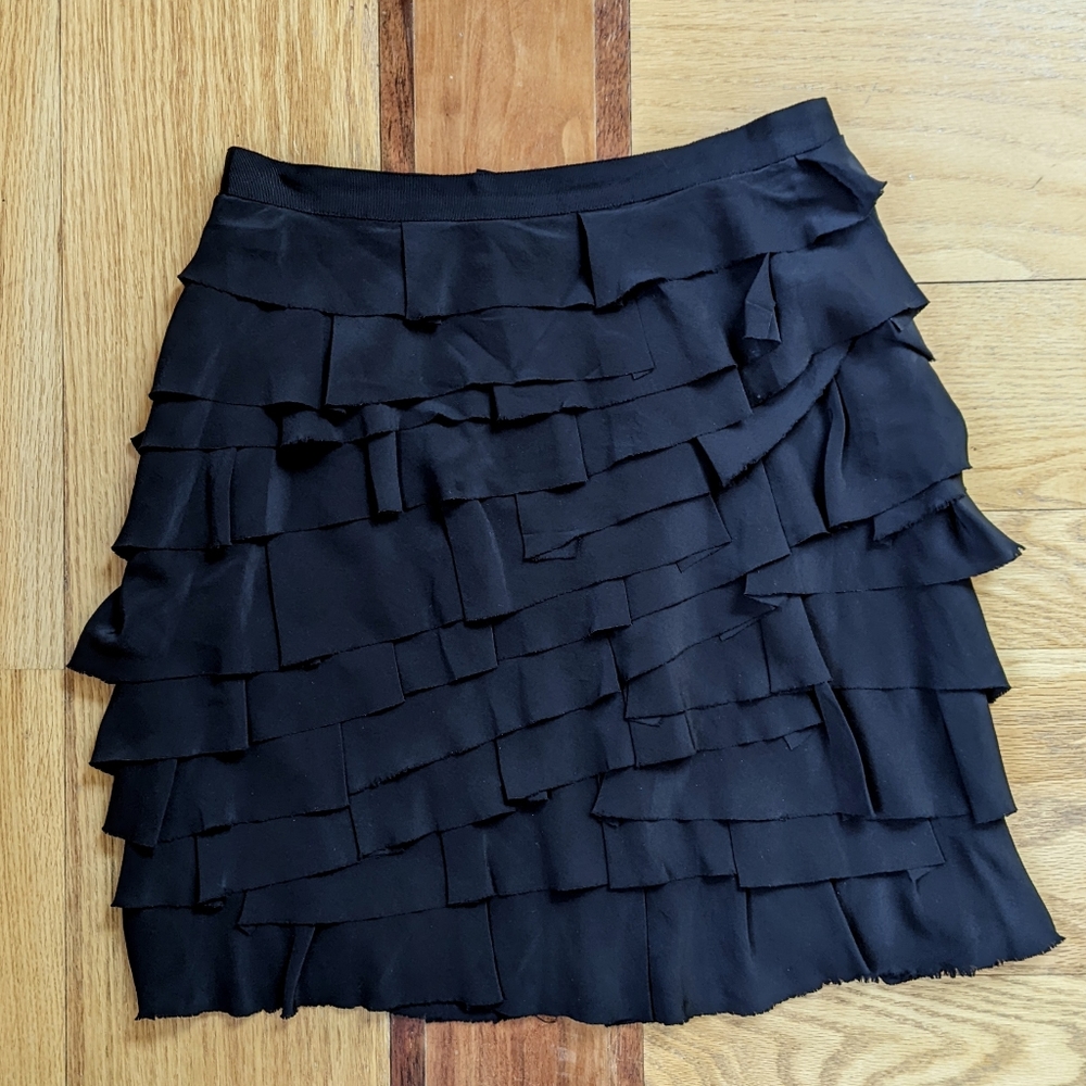 Club Monaco black silk tiered skirt 2